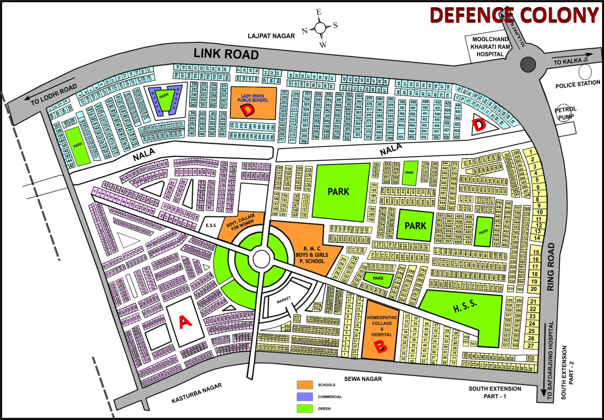 Defence Colony colony map