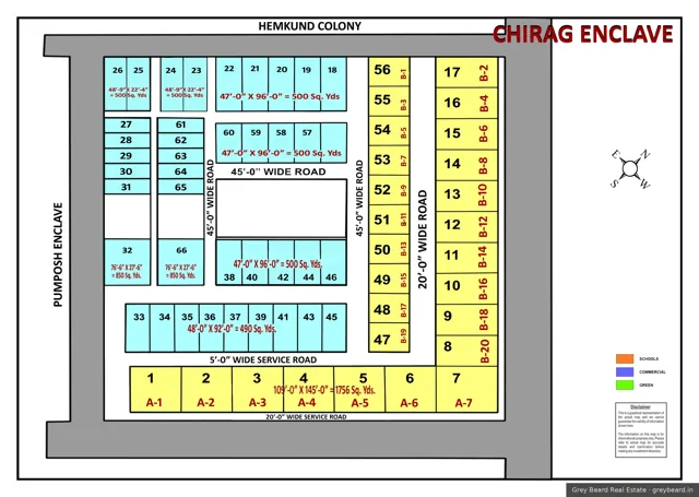 Plan of Chirag Enclave, South Delhi