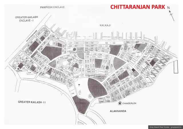 Plan of Chittaranjan Park, South Delhi