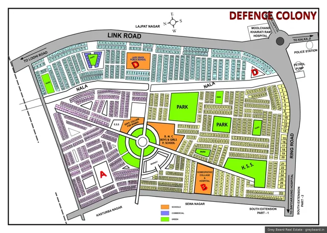 Plan of Defence Colony, South Delhi