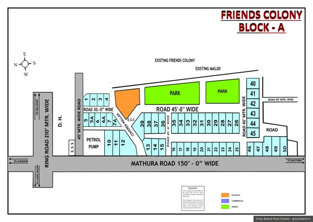 Plan of Friends Colony East, South Delhi