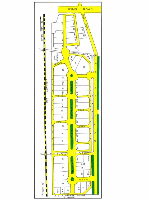 Plan of Friends Colony West, South Delhi