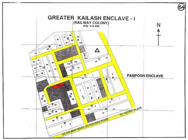 Plan of GK Enclave 1, South Delhi