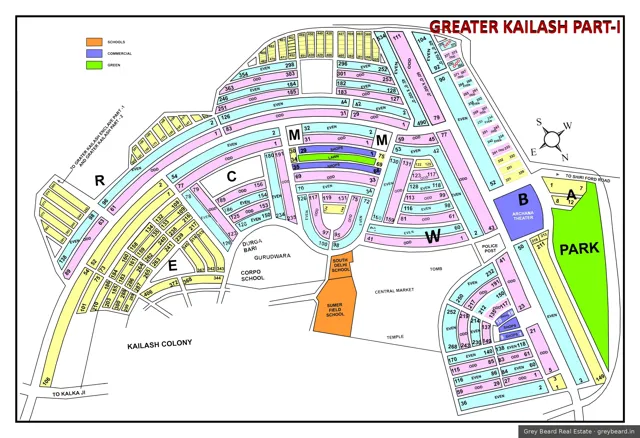 Plan of Greater Kailash 1, South Delhi