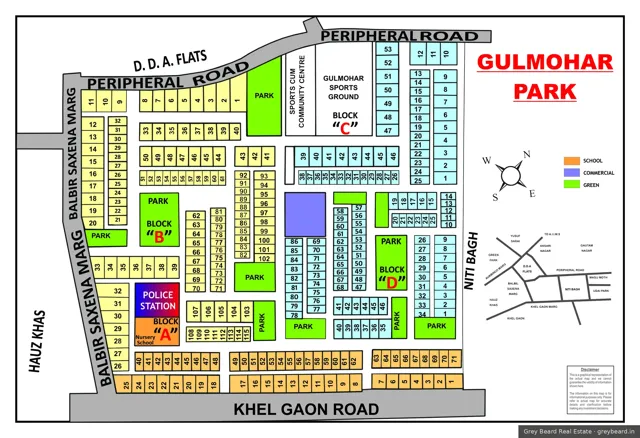 Plan of Gulmohar Park, South Delhi