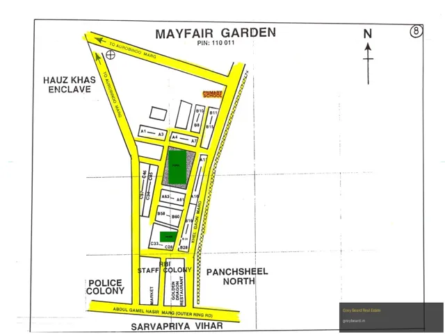 Plan of Mayfair Garden, South Delhi