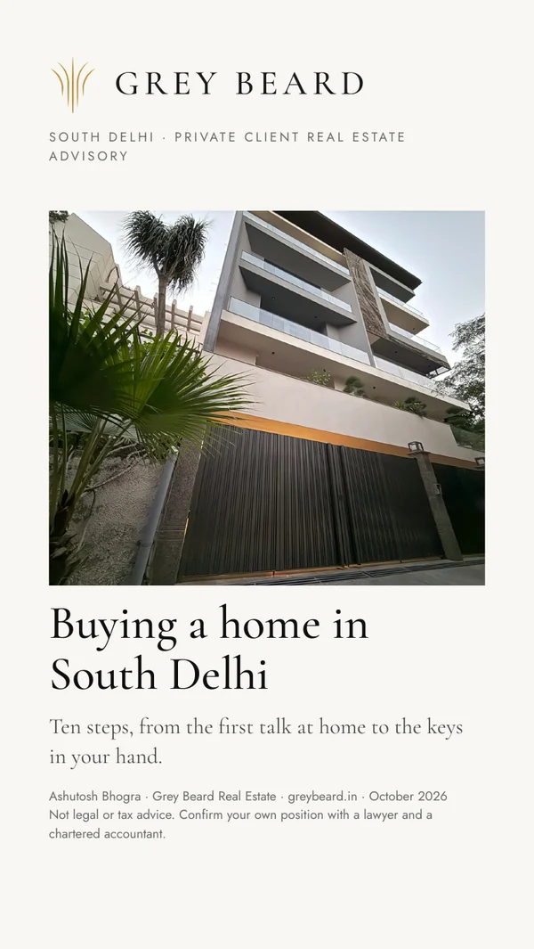 Cover of the Grey Beard guide: Buying a home in South Delhi