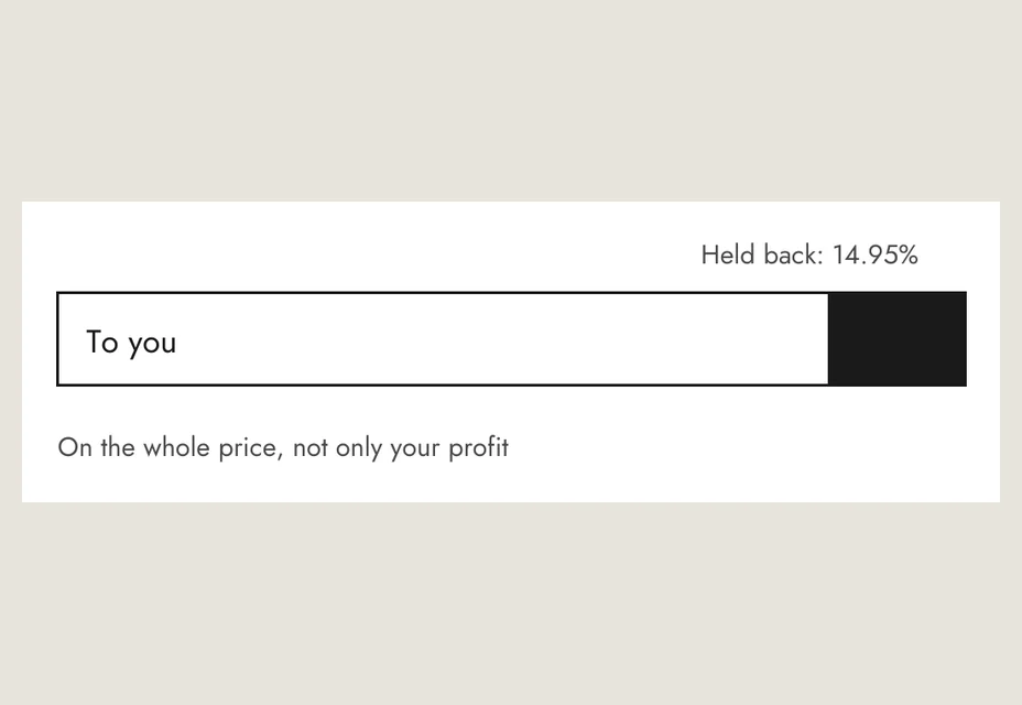 Tax held back by the buyer: 14.95% of the whole price