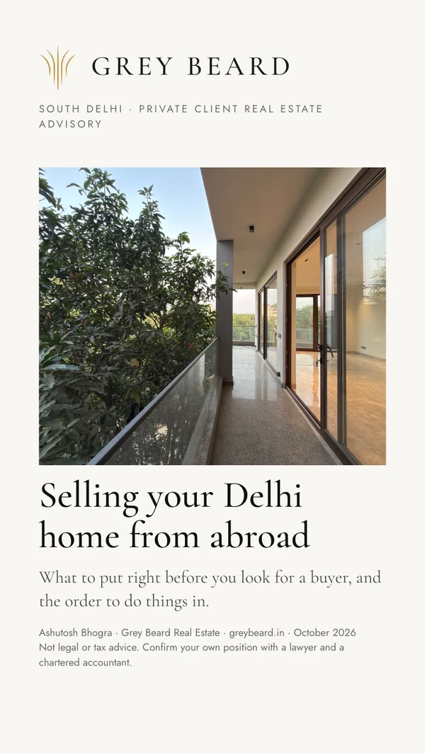 Cover of the Grey Beard guide: Selling your Delhi home from abroad