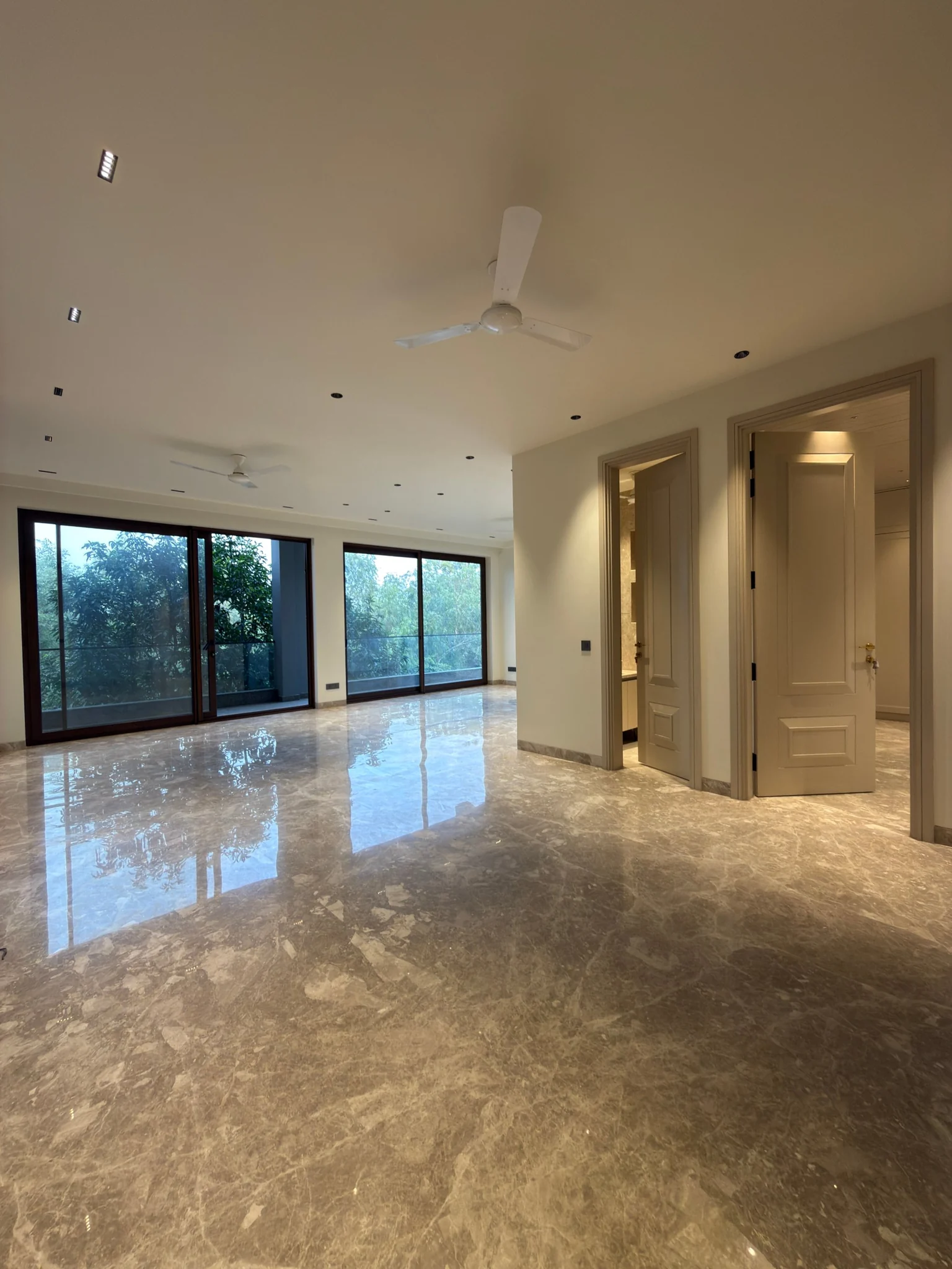The drawing room, looking out to the trees