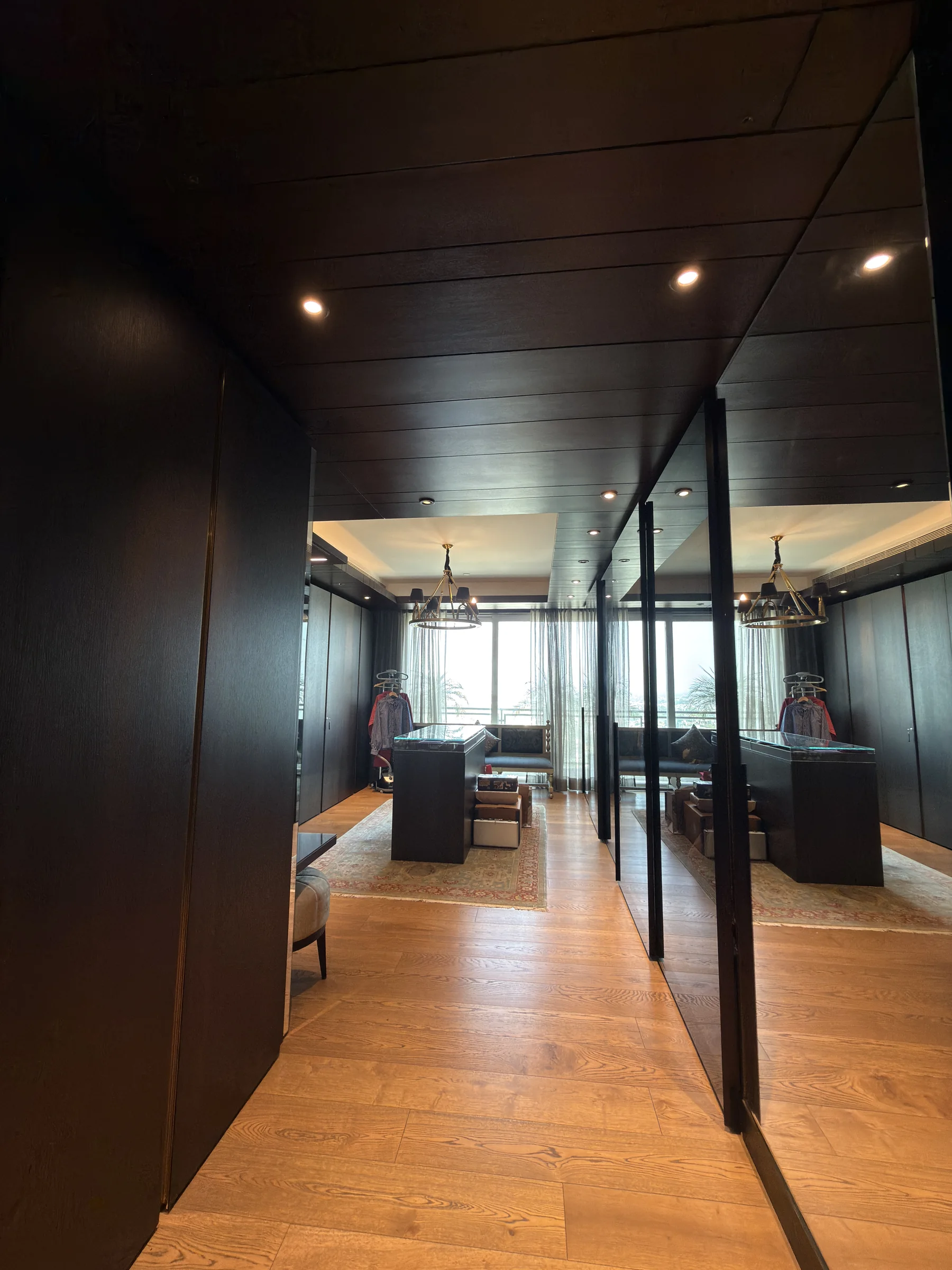 A walk-in dressing room